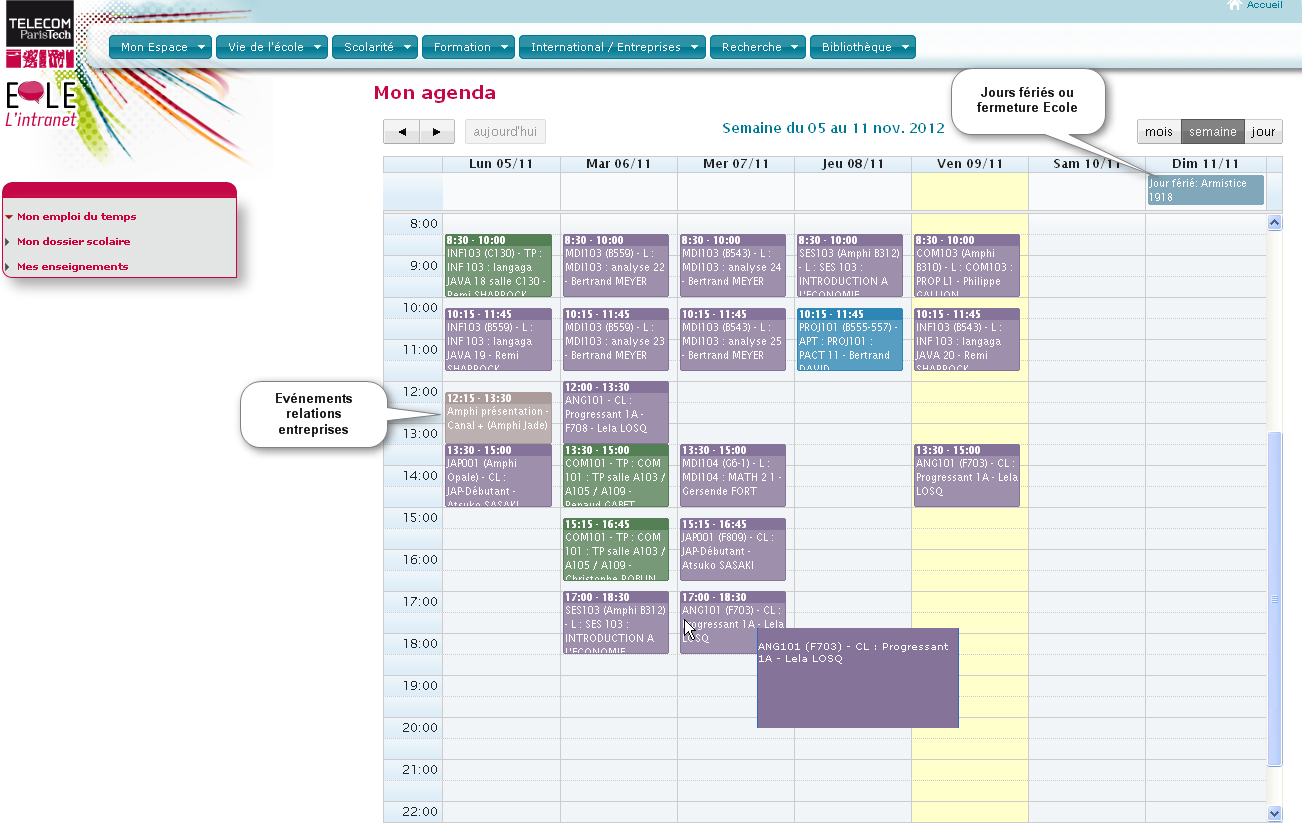 Visualisation par semaine